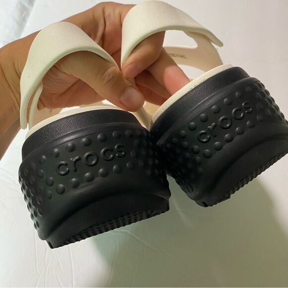 Crocs White Black Platform Sandals Stomp Fisherman Shoes Summer chunky woman 8 - Picture 9 of 12
